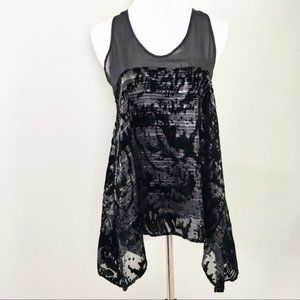 Anthropologie Velvet Metallic Black Top